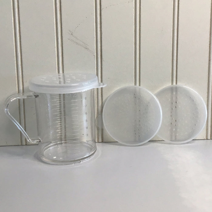 10 oz. Polycarbonate Dredge / Measuring Cup with 3 Snap-On Lids