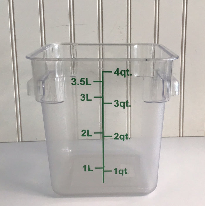 Choice 4 Qt. Clear Square Polycarbonate Food Storage Container with Green Gradations