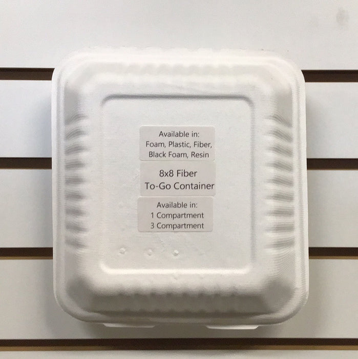 8 x 8 fiber 1 Comp Pacific Supreme Fiber Clamshell Takeout Box