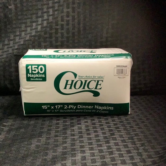 White 2-Ply Dinner Napkin 17" x 15" - 3000/Case