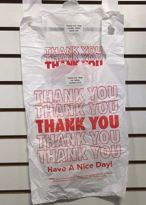 1/6 Size "Thank You" MEDIUM-Duty Plastic T-Shirt Bags