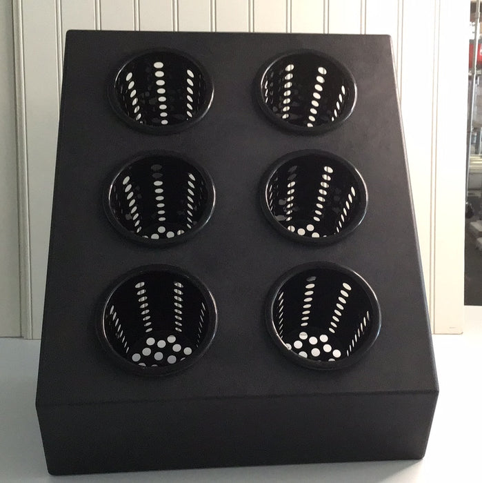 Choice Six Hole Plastic Flatware Organizer with Black Perforated Plastic Cylinders