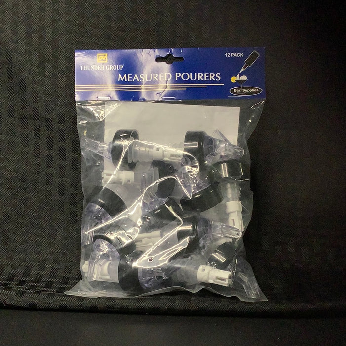 Thunder 2 oz. Clear Spout / White Tail Measured Liquor Pourer with Collar - 12/Pack